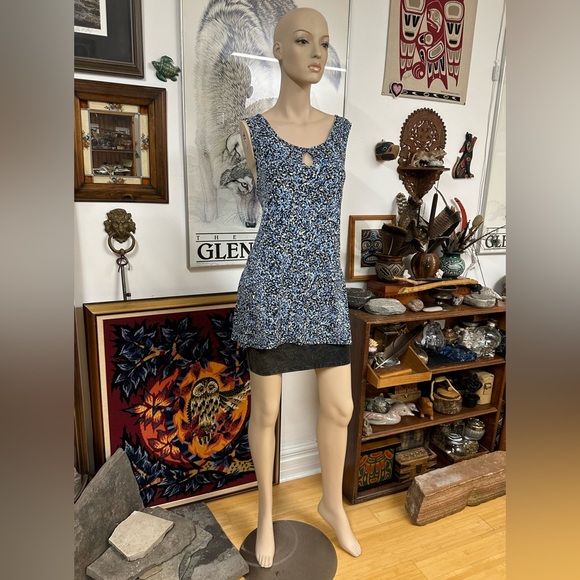 Blue, Black, & Yellow All-Over Patterned Tank Top - Picture 4 of 9